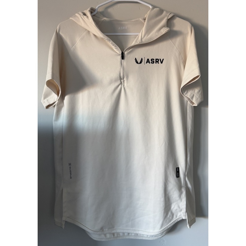 ASRV SilverPlus Technical Performance Hooded Training Shirt Cream Sz Sm DSG-0328